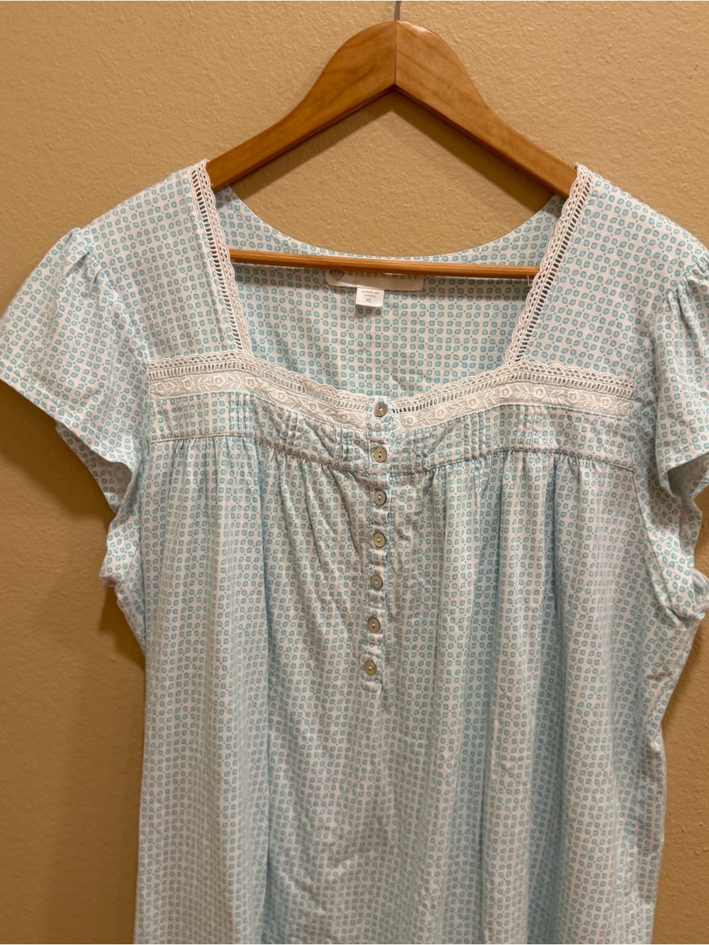 Eileen West Light Blue Smocked Short Sleeve Nigh Gown Dress XL - Picture 12 of 13